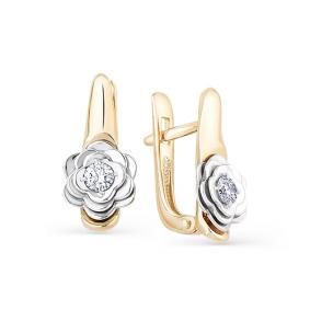 Золотые серьги Мастер Бриллиант 01M2-106-982 с бриллиантом 01M2-106-982 фото