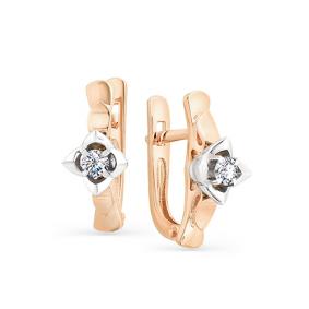 Золотые серьги Мастер Бриллиант 01M2-107-002 с бриллиантом 01M2-107-002 фото