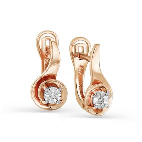 Золотые серьги Мастер Бриллиант 01M2-107-081 с бриллиантом 01M2-107-081 фото