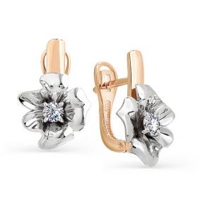 Золотые серьги Мастер Бриллиант 01M2-107-136 с бриллиантом 01M2-107-136 фото