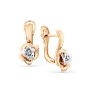 Золотые серьги Мастер Бриллиант 01M2-107-164 с бриллиантом 01M2-107-164 фото