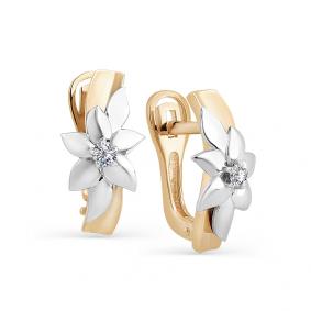 Золотые серьги Мастер Бриллиант 01M2-107-176 с бриллиантом 01M2-107-176 фото