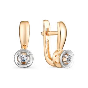 Золотые серьги Мастер Бриллиант 01M2-107-202 с бриллиантом 01M2-107-202 фото