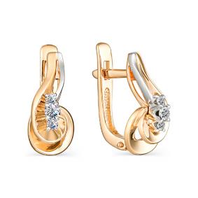 Золотые серьги Мастер Бриллиант 01M2-107-206 с бриллиантом 01M2-107-206 фото