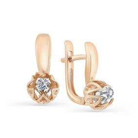 Золотые серьги Мастер Бриллиант 01M2-107-234 с бриллиантом 01M2-107-234 фото