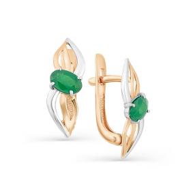 Золотые серьги Мастер Бриллиант 01M2-107-305-01 с изумрудом 01M2-107-305-01 фото