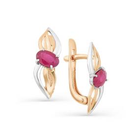 Золотые серьги Мастер Бриллиант 01M2-107-305-03 с рубином 01M2-107-305-03 фото