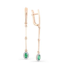 Золотые серьги Мастер Бриллиант 01M2-107-312-01 с бриллиантом и изумрудом 01M2-107-312-01 фото