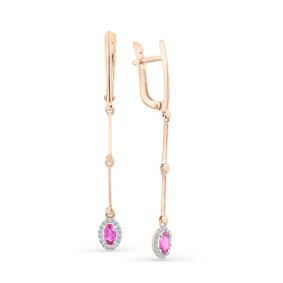 Золотые серьги Мастер Бриллиант 01M2-107-312-03 с бриллиантом и рубином 01M2-107-312-03 фото