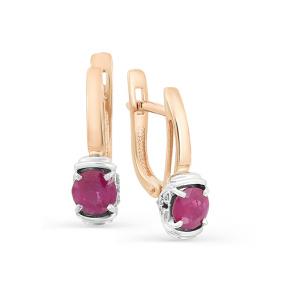 Золотые серьги Мастер Бриллиант 01M2-107-313-03 с бриллиантом и рубином 01M2-107-313-03 фото