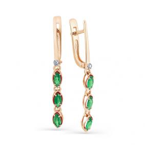 Золотые серьги Мастер Бриллиант 01M2-107-321-01 с бриллиантом и изумрудом 01M2-107-321-01 фото