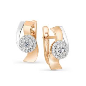 Золотые серьги Мастер Бриллиант 01M2-107-334 с бриллиантом 01M2-107-334 фото