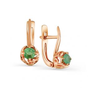 Золотые серьги Мастер Бриллиант 01M2-107-339-01 с изумрудом 01M2-107-339-01 фото