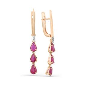 Золотые серьги Мастер Бриллиант 01M2-107-346-03 с бриллиантом и рубином 01M2-107-346-03 фото