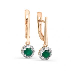 Золотые серьги Мастер Бриллиант 01M2-107-360-01 с бриллиантом и изумрудом 01M2-107-360-01 фото