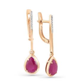 Золотые серьги Мастер Бриллиант 01M2-107-361-03 с бриллиантом и рубином 01M2-107-361-03 фото