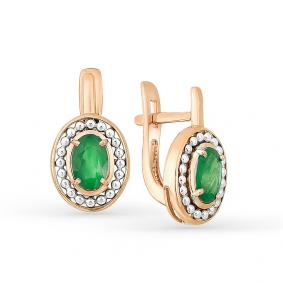 Золотые серьги Мастер Бриллиант 01M2-107-362-01 с изумрудом 01M2-107-362-01 фото