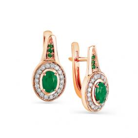 Золотые серьги Мастер Бриллиант 01M2-107-426-01-7 с бриллиантом и изумрудом 01M2-107-426-01-7 фото