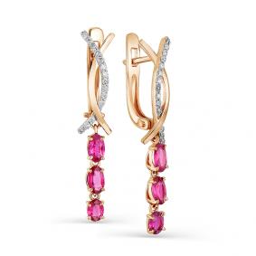 Золотые серьги Мастер Бриллиант 01M2-107-439-03 с бриллиантом и рубином 01M2-107-439-03 фото