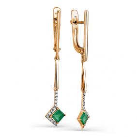 Золотые серьги Мастер Бриллиант 01M2-107-485-01 с бриллиантом и изумрудом 01M2-107-485-01 фото
