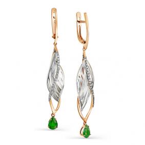 Золотые серьги Мастер Бриллиант 01M2-107-490-01 с бриллиантом и изумрудом 01M2-107-490-01 фото