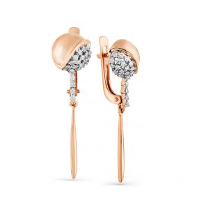 Золотые серьги Мастер Бриллиант 01M2-107-502 с бриллиантом 01M2-107-502 фото