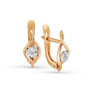 Золотые серьги Мастер Бриллиант 01M2-107-505/1 с бриллиантом 01M2-107-505/1 фото
