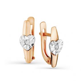 Золотые серьги Мастер Бриллиант 01M2-107-506 с бриллиантом 01M2-107-506 фото