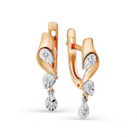 Золотые серьги Мастер Бриллиант 01M2-107-510/1 с бриллиантом 01M2-107-510/1 фото