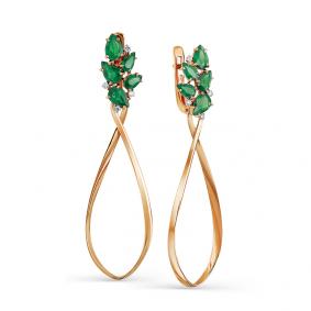 Золотые серьги Мастер Бриллиант 01M2-107-511-01 с бриллиантом и изумрудом 01M2-107-511-01 фото