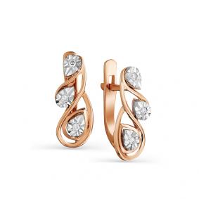 Золотые серьги Мастер Бриллиант 01M2-107-558/1 с бриллиантом 01M2-107-558/1 фото