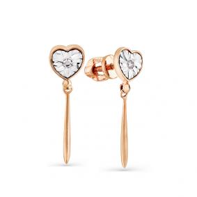 Золотые серьги Мастер Бриллиант 01M2-107-608/1 с бриллиантом 01M2-107-608/1 фото