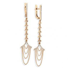 Золотые серьги Мастер Бриллиант 01M2-107-643 с бриллиантом 01M2-107-643 фото