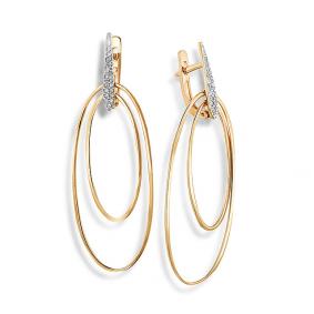 Золотые серьги Мастер Бриллиант 01M2-107-656 с бриллиантом 01M2-107-656 фото