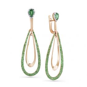 Золотые серьги Мастер Бриллиант 01M2-107-689/70-01 с бриллиантом и изумрудом 01M2-107-689/70-01 фото