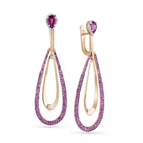 Золотые серьги Мастер Бриллиант 01M2-107-689/70-03 с бриллиантом и рубином 01M2-107-689/70-03 фото