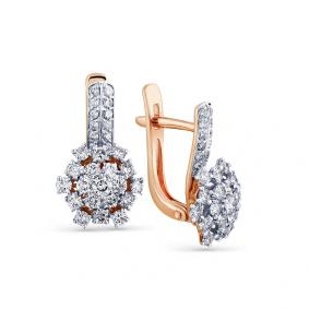 Золотые серьги Мастер Бриллиант 01M2-107-735 с бриллиантом 01M2-107-735 фото