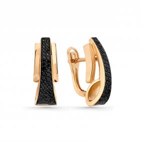 Золотые серьги Мастер Бриллиант 01M2-107054-00-48 с чёрным бриллиантом 01M2-107054-00-48 фото