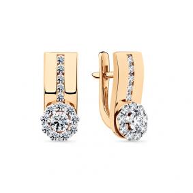 Золотые серьги Мастер Бриллиант 01M2-107428-00-00 с бриллиантом 01M2-107428-00-00 фото