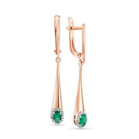 Золотые серьги Мастер Бриллиант 01M2-107835-00-01 с бриллиантом и изумрудом 01M2-107835-00-01 фото