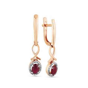 Золотые серьги Мастер Бриллиант 01M2-107840-00-03 с бриллиантом и рубином 01M2-107840-00-03 фото