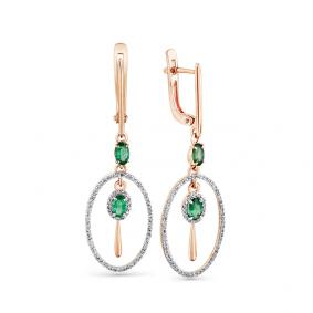 Золотые серьги Мастер Бриллиант 01M2-107844-00-01 с бриллиантом и изумрудом 01M2-107844-00-01 фото