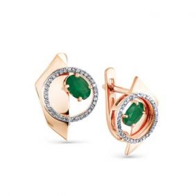 Золотые серьги Мастер Бриллиант 01M2-107846-01-01 с бриллиантом и изумрудом 01M2-107846-01-01 фото