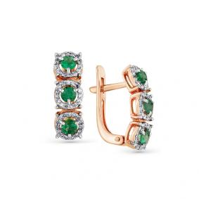 Золотые серьги Мастер Бриллиант 01M2-107847-00-01 с бриллиантом и изумрудом 01M2-107847-00-01 фото