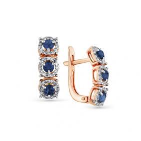 Золотые серьги Мастер Бриллиант 01M2-107847-00-02 с бриллиантом и сапфиром 01M2-107847-00-02 фото