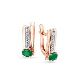 Золотые серьги Мастер Бриллиант 01M2-107848-00-01 с бриллиантом и изумрудом 01M2-107848-00-01 фото