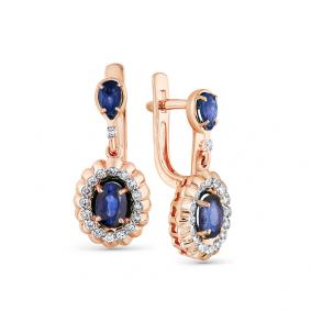 Золотые серьги Мастер Бриллиант 01M2-107852-00-47 с бриллиантом и сапфиром 01M2-107852-00-47 фото