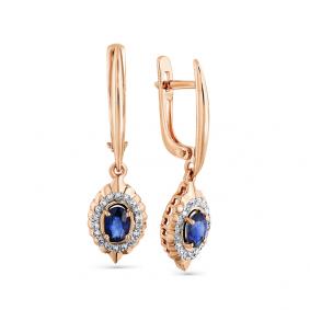 Золотые серьги Мастер Бриллиант 01M2-107853-00-50 с бриллиантом и сапфиром 01M2-107853-00-50 фото