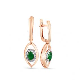 Золотые серьги Мастер Бриллиант 01M2-107855-00-01 с бриллиантом и изумрудом 01M2-107855-00-01 фото