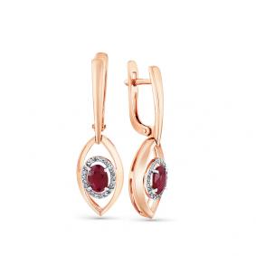 Золотые серьги Мастер Бриллиант 01M2-107855-00-03 с бриллиантом и рубином 01M2-107855-00-03 фото